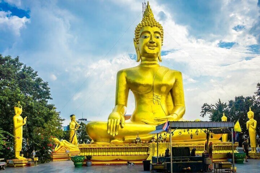 Visit the serene Big Buddha Temple, home to an 18-meter-tall golden Buddha statue.