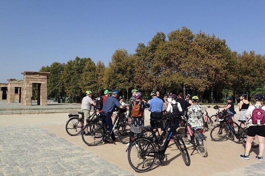 Madrid E-bike group tour at the Temple of Debod, Madrid