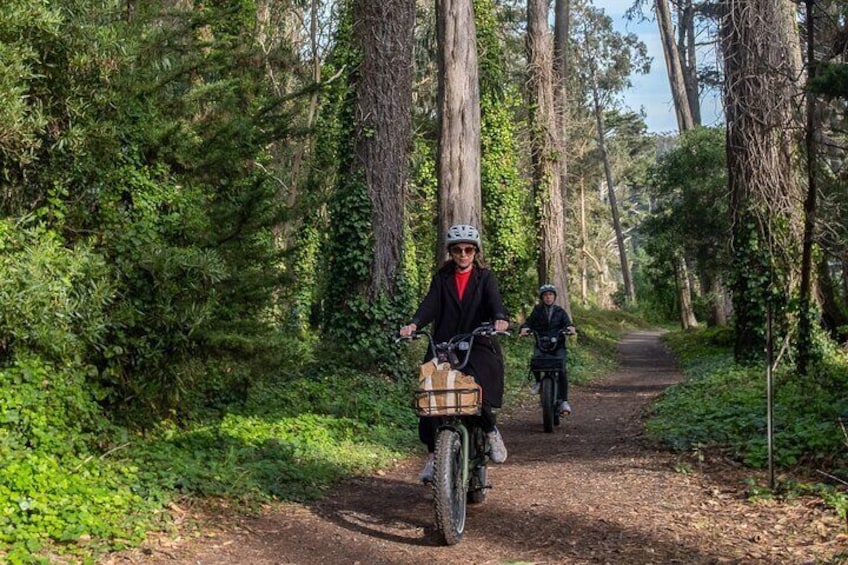 Ride through the peaceful trails of Golden Gate Park and Presidio