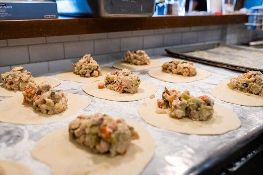 making a pasty -at Cornish Pasty