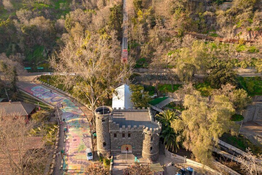 Tourist bus through Santiago one day, Cable car and Funicular