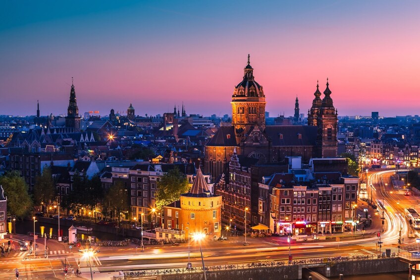 Gorgeous night view of Amsterdam