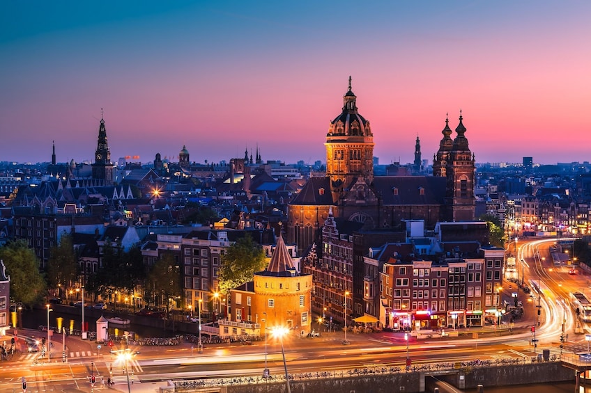 Gorgeous night view of Amsterdam