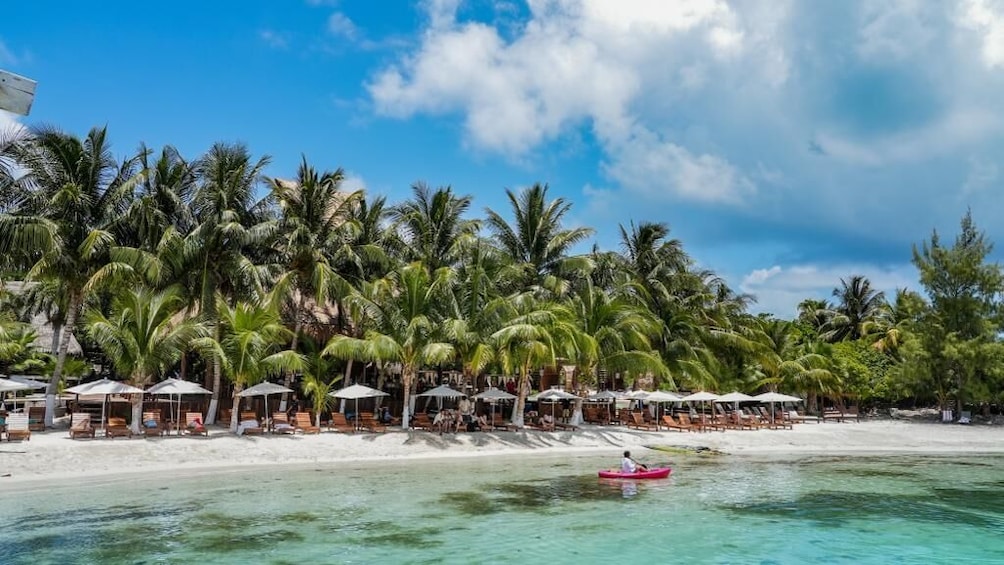 Isla Mujeres catamaran tour with open bar, snorkel & buffet lunch
