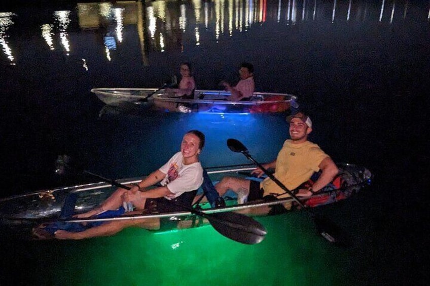 Neon Night Glow Clear Paddleboard or Clear Kayak in Paradise