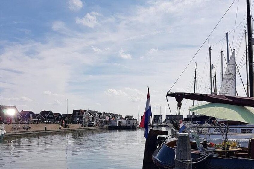 Ship in the harbor of Volendam.