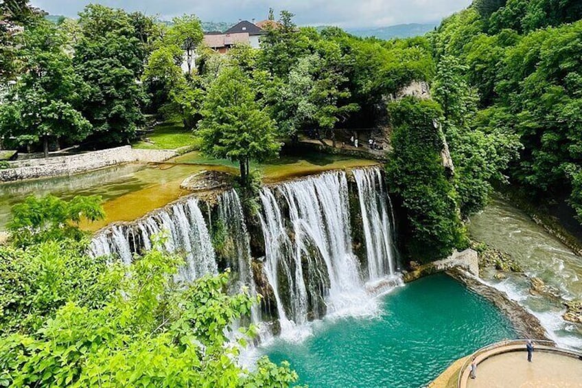 Jajce Waterfalls panorama spot