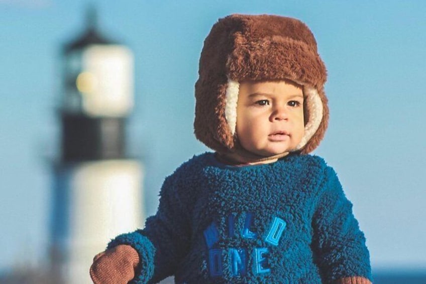 Baby Noah exploring Portland Head Light