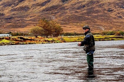 River fishing for wild trout. Connemara. French speaking Ghillie