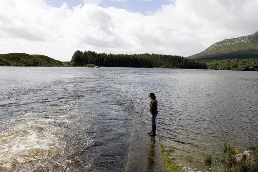 River fishing for Wild Brown Trout. Ballynahinch River, French speaking Ghillie