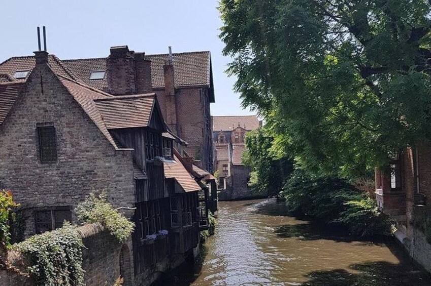 Charming brick houses on the riverside.