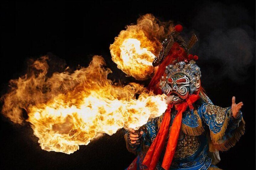 Fire-spurting show in Sichuan opera.