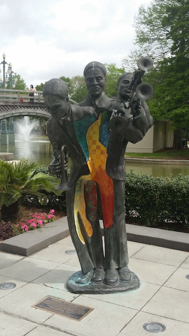 Sculptures honoring jazz legends in Louis Armstrong Park, New Orleans.