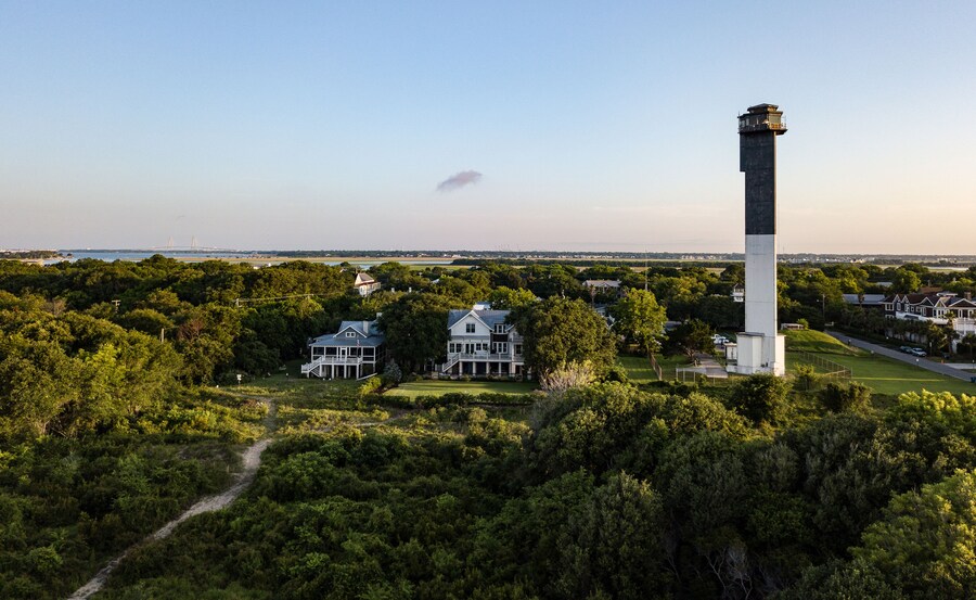 Tranquil Sullivan's Island Beach with views of Charleston Harbor.