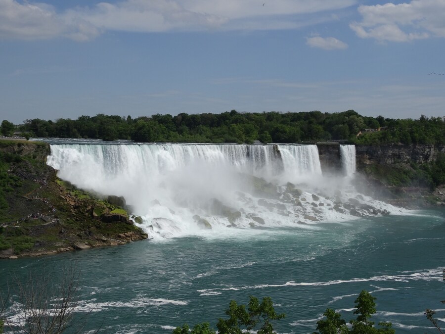 Scenic view of the rushing waters near Three Sisters Islands at Niagara Falls.